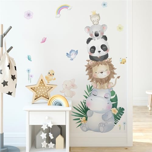 GBZHMCASE Niedliche Tiere Home Dekorative Wandaufkleber Kinderzimmer Kindergarten Selbstklebende Tapete(D) von GBZHMCASE
