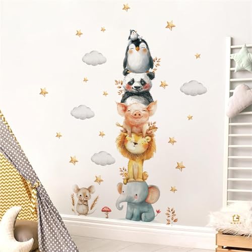 GBZHMCASE Niedliche Tiere Home Dekorative Wandaufkleber Kinderzimmer Kindergarten Selbstklebende Tapete(E) von GBZHMCASE