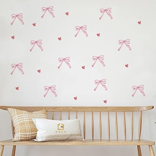 GBZHMCASE Rosa Schleife Bogen leuchtende selbstklebende Wandaufkleber Schlafzimmer Home Decor Aufkleber von GBZHMCASE