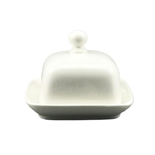 Butterdose,Butterdose Edelstahl Keramik Butter Aufbewahrungsbox Käse Frischhaltebox mit Deckel Kuchen Obstschale Restaurant Hotel Küche Schale(B) von GBZIJIE