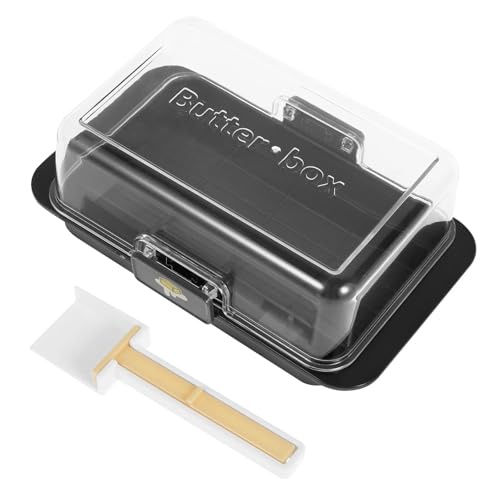 Butterdose Langlebig 2 Stück Butterdose mit Deckel, luftdichter Butterhalter, wiederverwendbarer Butterbehälter, leicht zu schöpfen und kratzen, Butterfach for die Arbeitsplatte(Black) von GBZIJIE