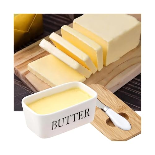 Butterdose Langlebig Käsebutter-Aufbewahrungsbox, Käsebox, Mehrzweck-Konservierungsbox, Keramik-Butterdose(White Butter) von GBZIJIE