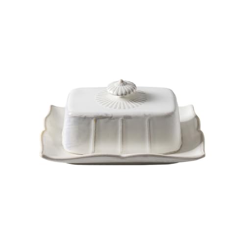 Butterdose Langlebig Küchenutensilien Keramik Butterdose Rechteckige Haushaltsbutterschale Exquisite Mit Deckel Dim Sum Dish Hotel(White) von GBZIJIE