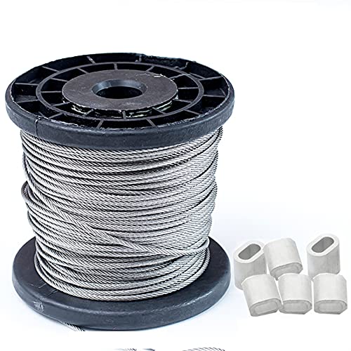 GBZIJIE Drahtseil,Stahlseil 50/100m 0,6mm-1,2 mm Durchmesser 7x7 304 Edelstahl-Draht-Seil-Kabel weicher Angelhubkabel(0.6mm 50M) von GBZIJIE