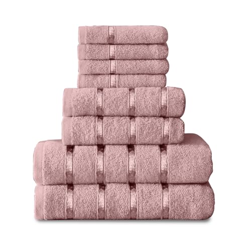 8-teiliges Handtuch-Set – ägyptische Baumwolle | Gesichtshandtuch | Handtuch | Badetuch | – schnell trocknende & stark saugfähige Handtücher Rouge Pink – waschbare Handtücher für Badezimmer von GC GAVENO CAVAILIA