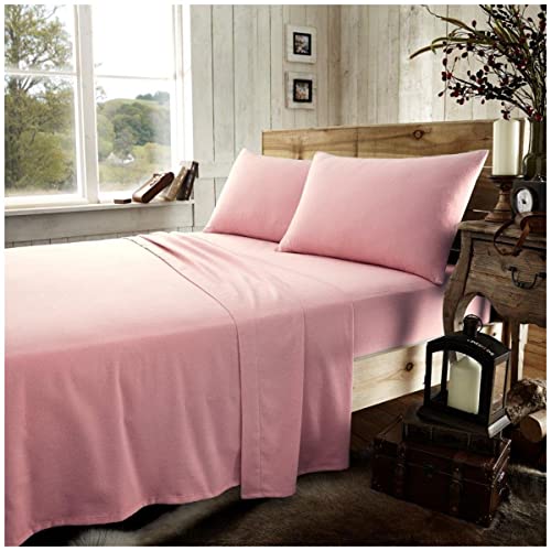 Bettlaken für Doppelbett, Baumwolle und Leinen, Thermoflanell-Bettlaken, Rosa von GC GAVENO CAVAILIA