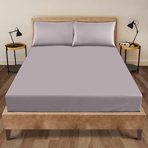 Bügelfreies Spannbettlaken für Super-Kingsize-Bett, pflegeleichtes Polyester-Baumwollgewebe, weiches Bettwäsche-Set, knitterfrei, Hotelqualität, Grau Bügelfreies Spannbettlaken für Super-Kingsize-Bett, pflegeleichtes Polyester-Baumwollgewebe, weiches Bettwäsche-Set, knitterfrei, Hotelqualität, Grau von GC GAVENO CAVAILIA