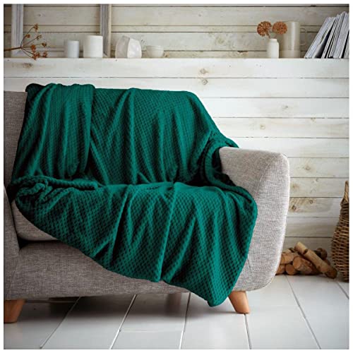 Luxuriöse Fleece-Überwurfdecke, warme und gemütliche Waffel-Überwürfe für Sofas, Flauschige Decke für Bett, grün, 150 x 200 cm von GC GAVENO CAVAILIA