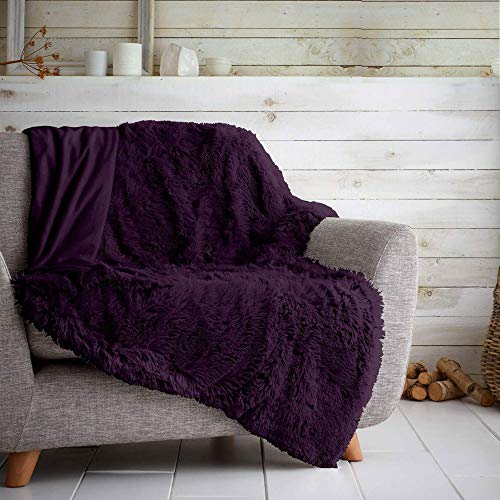 GAVENO CAVAILIA Hugg and Snugg Teddy-Fleece-Decke für Sofa, Bett, superweich, flauschig, pflegeleicht, dekorativer Überwurf, kuschelig warm, für Doppelbett 150 x 200 cm, lila von GC GAVENO CAVAILIA