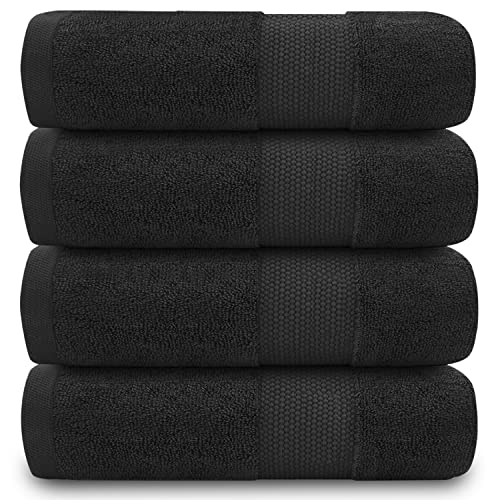 GC GAVENO CAVAILIA 4-teiliges Handtuch-Set – schnell trocknende Badezimmer-Handtücher-Sets – 700 g/m² Hotel-Handtuch-Set – 100% ägyptische Baumwolle, schwarz von GC GAVENO CAVAILIA