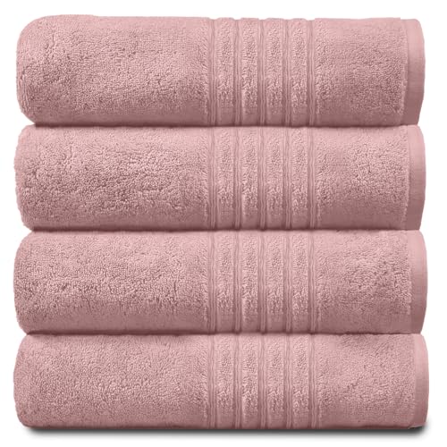 GC GAVENO CAVAILIA 4 x extra große Badetücher, wasserabsorbierende Baumwolltücher, 450 g/m², schnell trocknendes Handtuch-Set, Blush Pink von GC GAVENO CAVAILIA