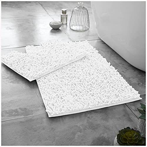 GC GAVENO CAVAILIA Badematten-Set Luxuriöser 2-teiliger Badvorleger, Mikrofaser-Toilettenvorleger, super weich, rutschfest, Gummi, weiß, Regular (50x80, 50x40 cm) von GC GAVENO CAVAILIA