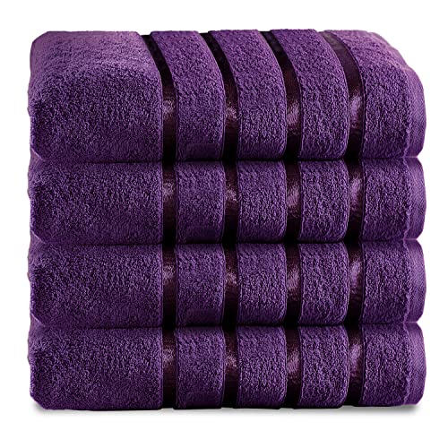 GC GAVENO CAVAILIA Badezimmer-Set, farbecht, extra saugfähig, 100% ringgesponnene ägyptische Baumwolle, 500 g/m², Aubergine, 4 Stück Handtücher von GC GAVENO CAVAILIA