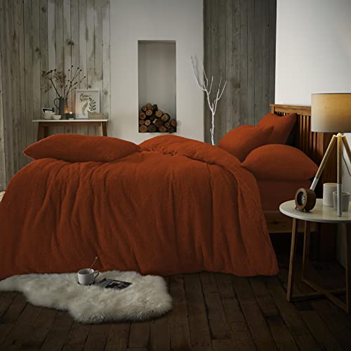 GC GAVENO CAVAILIA Bettbezug, Teddy-Fleece-Bettwäsche-Sets, kuschelig warm und gemütlich, einfarbig, Bettbezüge für King-Size-Bett, Burnt Orange 727538 von GC GAVENO CAVAILIA