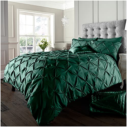GC GAVENO CAVAILIA Bettbezug-Set mit Biesen, geometrisch, plissiert, Polyester-Baumwoll-Diamant-Bettwäsche und Leinen, Grün von GC GAVENO CAVAILIA