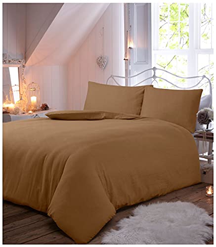 GC GAVENO CAVAILIA Bettbezug aus 100% gebürsteter Baumwolle, Flanell, einfarbig, weicher Bettbezug, Latte, Super-Kingsize-Bett von GC GAVENO CAVAILIA