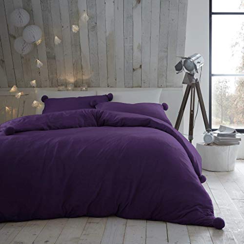 GC GAVENO CAVAILIA Bettdecke Bommel Teddy-Fleece Set, einfarbig, Thermo-Bettbezug, Flauschige und warme Bettwäsche mit Kissenbezügen, Polyester, violett, King Size GC GAVENO CAVAILIA Bettdecke Bommel Teddy-Fleece Set, einfarbig, Thermo-Bettbezug, Flauschige und warme Bettwäsche mit Kissenbezügen, Polyester, violett, King Size von GC GAVENO CAVAILIA