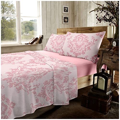 GC GAVENO CAVAILIA Bettlaken-Set aus gebürsteter Baumwolle, für King-Size-Betten, warmes und kuscheliges, einfarbiges Spannbetttuch mit passenden Kissenbezügen, Thermo-Bettlaken, Blush Pink von GC GAVENO CAVAILIA