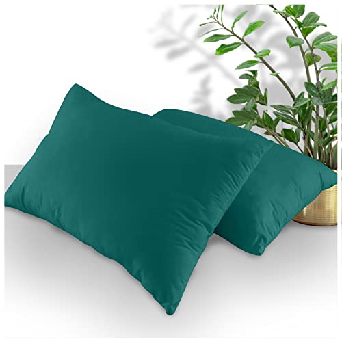 GC GAVENO CAVAILIA Betttuch mit Rautenmuster Pflegeleichtes Polycotton-Spannbetttuch, unifarbene Bettlaken oder Kissenbezüge, 2 Stück, Polybaumwolle, Blaugrün, 2 X Pillow Case von GC GAVENO CAVAILIA