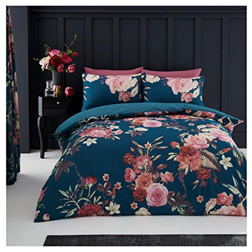 GC GAVENO CAVAILIA Bettwäsche-Set mit Blumenmotiv, für Kingsize-Betten, pflegeleicht, Polyester-Baumwollmischgewebe, wendbar, Blaugrün von GC GAVENO CAVAILIA