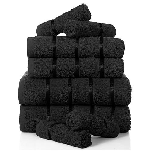 GC GAVENO CAVAILIA Towels Linen Handtuch-Ballen, Baumwolle, Schwarz, 8Pc Bale Set, 8 von GC GAVENO CAVAILIA
