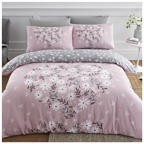 GC GAVENO CAVAILIA Botanischer Bettbezug mit passendem Kissenbezug, superweich, wendbar, Blumen-Bettwäsche-Set, für Einzelbett, Rosa (135 x 200cm) von GC GAVENO CAVAILIA