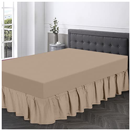 GC GAVENO CAVAILIA Diamant, unifarben Bettvolant aus Polycotton mit Rüschen für Einzelbett, elastische Ecken, atmungsaktiv, einfarbig, Polyester, 50% Baumwolle, Natur, Double Valance Sheet von GC GAVENO CAVAILIA