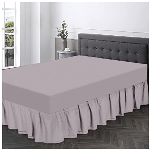 GC GAVENO CAVAILIA Diamond-Sortimentblätter Bettvolant aus Polycotton mit Rüschen für Einzelbett, elastische Ecken, atmungsaktiv, einfarbig, Polyester, 50% Baumwolle, grau von GC GAVENO CAVAILIA