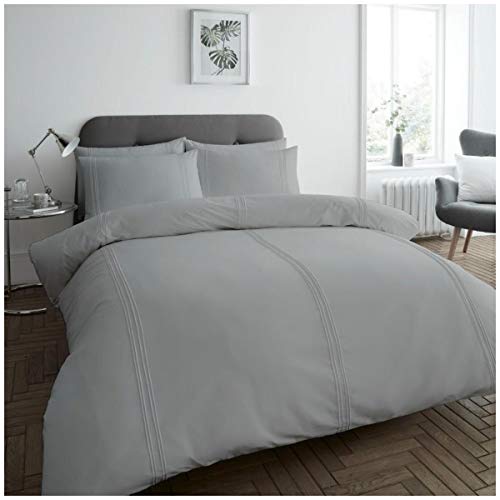 GC GAVENO CAVAILIA Dulwich Luxus-Bettwäsche-Set, unifarben, plissiert, Bettbezug, Polyester, 50% Baumwolle, grau, Einzelbett von GC GAVENO CAVAILIA