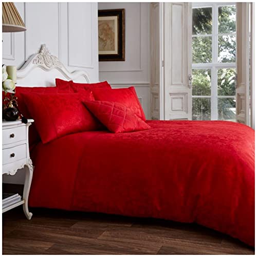 GC GAVENO CAVAILIA Empire Jacquard Damast Royal Bettbezug, luxuriöse, Pflegeleichte, Polycotton Quilt Bettwäsche-Set, Polyester-Baumwolle, rot, Doppelbett von GC GAVENO CAVAILIA