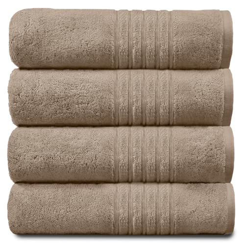 GC GAVENO CAVAILIA Extra großes Badetuch, wasserabsorbierende Baumwollhandtücher, 450 g/m², schnell trocknendes Handtuch-Set, Naturfarben, 4 Stück von GC GAVENO CAVAILIA