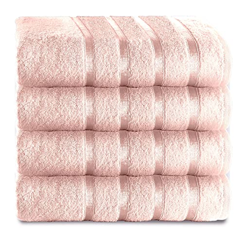 GC GAVENO CAVAILIA Extra saugfähige, 500 g/m² Badetücher, Luxus-Packung mit 4 Badezimmer-Bettlaken-Set, 100% ringgesponnene Baumwolle, Blush Pink, 4 Stück von GC GAVENO CAVAILIA