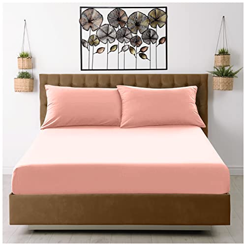 GC GAVENO CAVAILIA Extra tiefes, bügelfreies Perkal-Spannbetttuch, superweich, einfarbig, pflegeleicht, Polycotton, Blush Pink, Doppelbett von GC GAVENO CAVAILIA