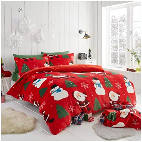 GC GAVENO CAVAILIA Flauschiges Bettbezug-Set, rot, gemütlich, Weihnachts-Bettwäsche-Sets für Einzelbett, superweiche Weihnachts-Bettbezüge, rot von GC GAVENO CAVAILIA