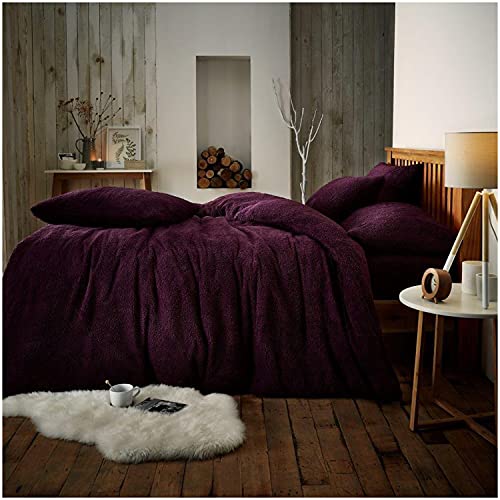 GC GAVENO CAVAILIA Flauschiges Bettwäsche-Set mit Kissenbezügen, Fleece, für Einzelbett, Aubergine von GC GAVENO CAVAILIA