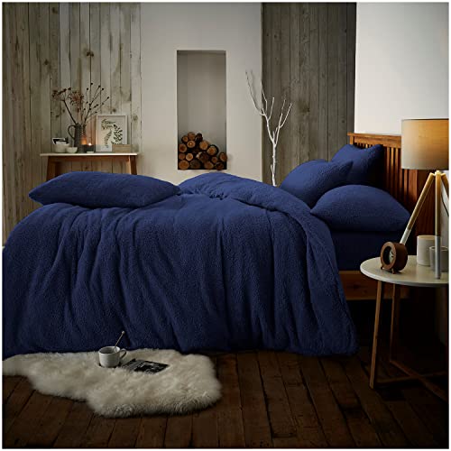 GC GAVENO CAVAILIA Flauschiges Bettwäsche-Set mit Kissenbezügen, Fleece, für Einzelbett, Marineblau von GC GAVENO CAVAILIA