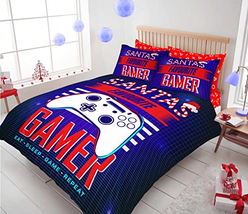 GC GAVENO CAVAILIA Gamer Bettbezug, Festliches Bettwäsche-Set Einzelbett, Weihnachts-Bettbezug mit Kissenbezug, Gaming-Bett-Set, Xmas Gamer von GC GAVENO CAVAILIA