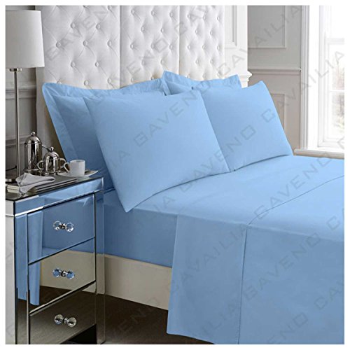 GC GAVENO CAVAILIA Gaveno Cavailia Bügelfreies Perkal-Bettlaken, Polyester-Baumwolle, Doppelbettgröße, Blau, Polybaumwolle, Doppelbett von GC GAVENO CAVAILIA