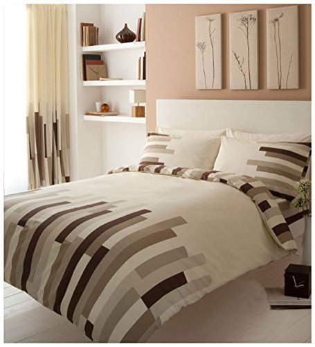 GC GAVENO CAVAILIA Gaveno Cavailia Luxuriöses Bettwäsche-Set mit Bettbezug und Kissenbezügen, Polyester-Baumwolle, Doppelbett, Creme, Leinen 50, Blöcke: cremefarben/braun von GC GAVENO CAVAILIA