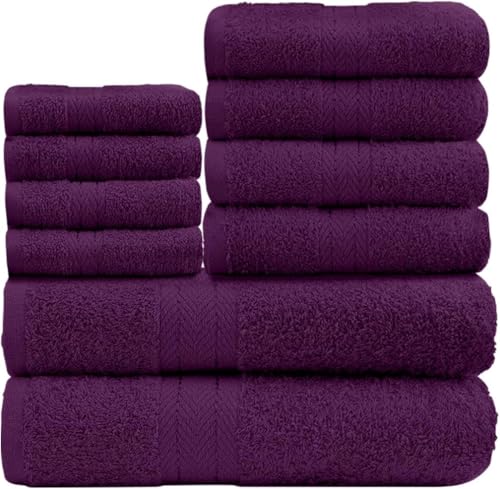 GC GAVENO CAVAILIA Gaveno Cavalia Toronto Handtuch-Set aus Baumwolle, mit 4 Gesichtern, 4 Händen und 2 Baden, Lila, 10 Stück, violett, 28 x 23 x 20 cm von GC GAVENO CAVAILIA