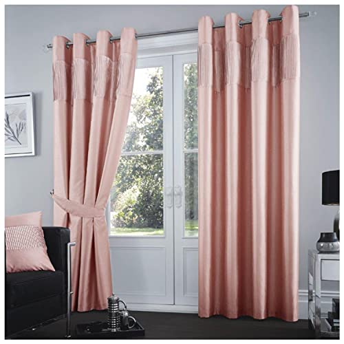 GC GAVENO CAVAILIA Glänzende gestreifte Türvorhänge für Wohnzimmer, Fensterpaneele mit passenden Raffhaltern, 168 x 228 cm, Blush Pink von GC GAVENO CAVAILIA