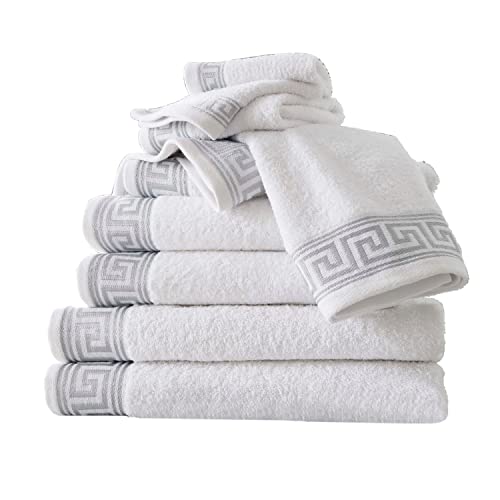 GC GAVENO CAVAILIA Handtuch-Set, 500 g/m², 8-teiliges Handtuch-Set, 2 Handtücher, 2 Badetücher, 4 Gesichtshandtücher, Familienpackung, ägyptische Baumwolle, Weiß von GC GAVENO CAVAILIA