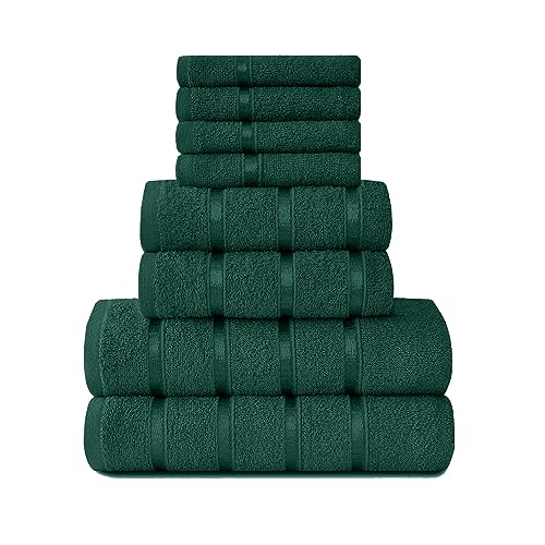 GC GAVENO CAVAILIA Handtuch-Set aus ägyptischer Baumwolle, sehr saugfähige und schnell trocknende Handtücher für Badezimmer, (2 Hände - 2 Bäder - 4 Gesicht), 8-teiliges dunkelgrünes Handtuch-Set von GC GAVENO CAVAILIA