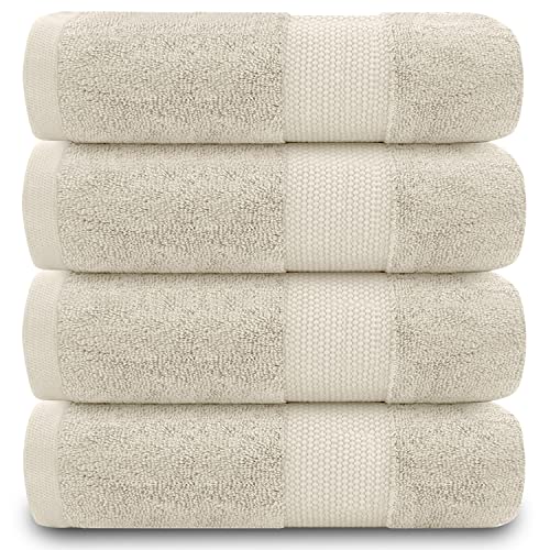 GC GAVENO CAVAILIA Handtücher für Badezimmer – 700 g/m² Handtücher Set von 4 – ägyptische Baumwolle – Handtücher in Hotelqualität – maschinenwaschbar – Creme – 50 x 85 cm von GC GAVENO CAVAILIA