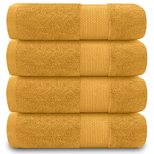 GC GAVENO CAVAILIA Handtücher für Badezimmer – 700 g/m² Handtücher Set mit 4 Stück – Handtücher aus ägyptischer Baumwolle – Hotelqualität – maschinenwaschbar – Ocker – 50 x 85 cm von GC GAVENO CAVAILIA