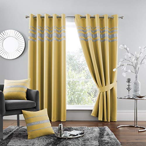 GC GAVENO CAVAILIA Kendal 654308 Verdunkelungsvorhänge, mit Ösen, wärmeisoliert, mit Raffhaltern, Ocker, 168 x 137 cm, 1 Paar von GC GAVENO CAVAILIA