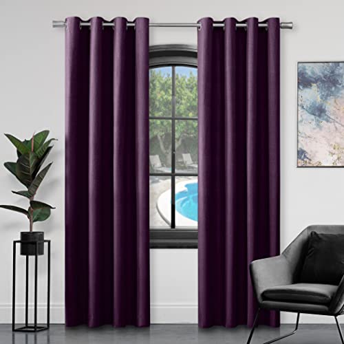 GC GAVENO CAVAILIA Kunstseide-Vorhänge mit Ösen für Wohnzimmer, 100% Polyester, vollständig gefüttert, Aubergine, 168 x 137 cm, 655046 von GC GAVENO CAVAILIA