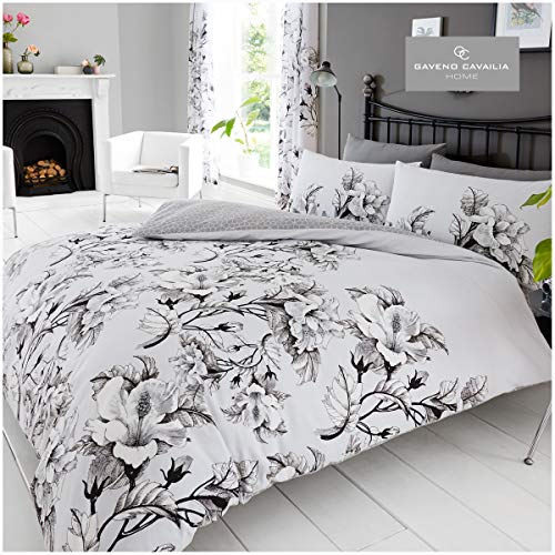 GC GAVENO CAVAILIA Luxuriöses Bettbezug, weich und gemütlich, Bettwäsche-Sets mit Kissenbezügen, Polycotton, Eden-Grey, Doppelbett, 3 von GC GAVENO CAVAILIA