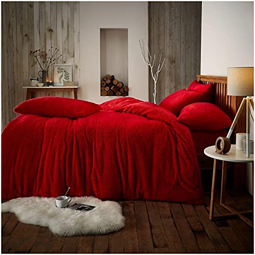 GC GAVENO CAVAILIA Luxuriöses Bettwäsche-Set aus Teddy-Fleece, superweich, warm und gemütlich, Rot, für Doppelbett, 543893 von GC GAVENO CAVAILIA
