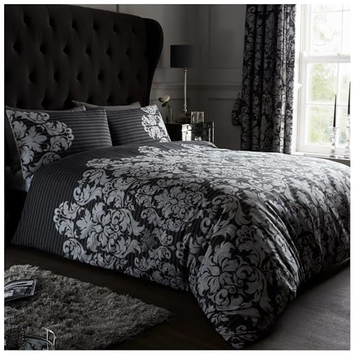 GC GAVENO CAVAILIA Luxuriöses Empire-Bettwäsche-Set, Damast, mit Bettbezug und Kissenbezügen, Polyester-Baumwolle, Schwarz (200 x 200cm) von GC GAVENO CAVAILIA